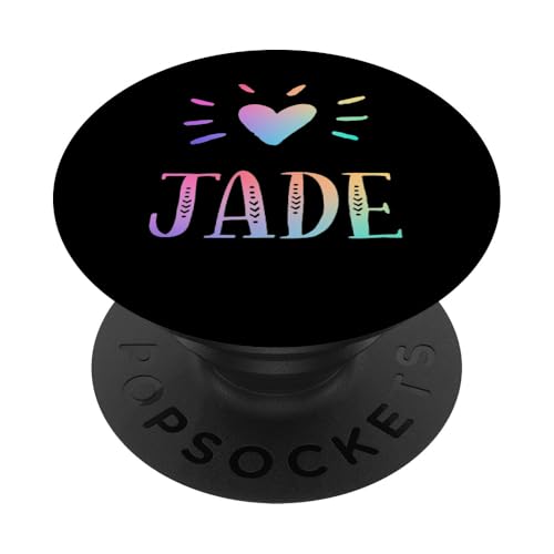 Jade Gift Heart Rainbow Watercolor Love Heart Name Jade PopSockets Adhesive Pop…