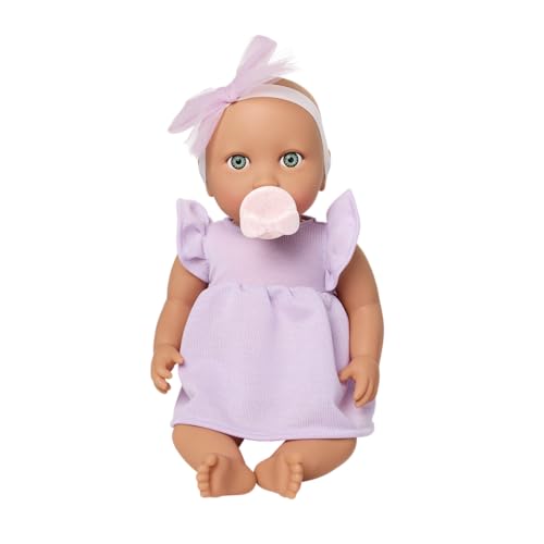 LullaBaby – 14-inch Realistic Baby Doll – Blue Eyes & Huggable Soft Body – Lilac Dress & Bow Headband – Pretend Play – Toys for Kids Ages 2 Years Old & Up – Baby Doll - Lilac Dress