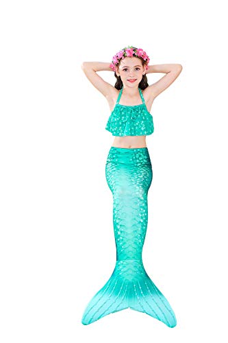 Fishtailfun Mermaid Tails for Swimming with Monofin for Girls, Princess Bikini Set, Mermaid Swimsuit Costume Cosplay
