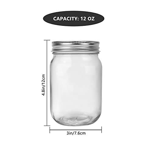 20 Pack Glass Mason Jars, 12 oz Clear Glass Jars with Regular Mouth and