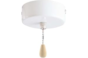 Pull Cord Switch for Ceiling Pendant Light, 220V-250V 3A Plastic Pull Chain Switch with 150cm Cord, White Top Mount Light Swi