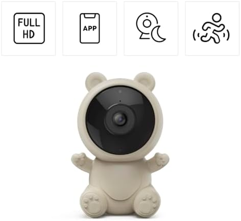 Caméra Surveillance Intelligente Connectée WiFi pour Bébé (Commande Vocale, Appli, Support de Lit, Son Bidirectionnel, Slot Carte SD, Veilleuse Vision Nuit Capteur Température Berceuse)