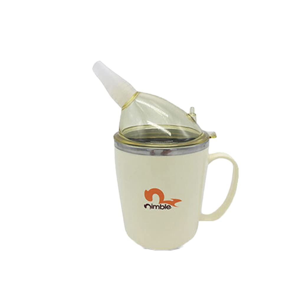 HEALLILY Stainless Steel Drinking Cup with Lid and Straw for Disabled Adults and Elderly Double-Wall Vacuum Insulated Feeding Cup for Water and Soup 4.33 Inch Portable Sippy