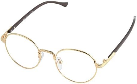 Fashion Oval Gold Eyeglass Frame Man Women Plain Glass Clear Full-Rim Spectacles