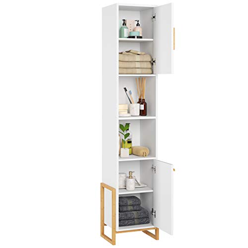 HOMECHO Freestanding Storage Bathroom Narrow Linen Tower with