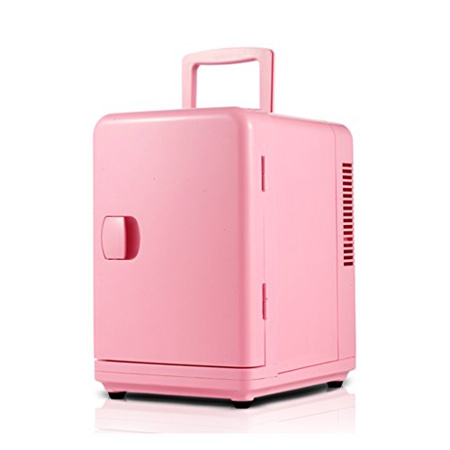 Click Here to See More Images YI HOME- Portable Car Mini Fridge Single Door Household Refrigerator Small Electronic Freezer Dormitory Fast Cooling Heating 6L,Pink