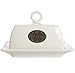 Butter Dish with Lid Handle Cover, 6.9 Inch Ceramic Keeper, Cream White