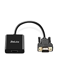 ZasLuke - Adaptador convertidor HDMI a VGA, convertidor HDMI hembra a VGA macho con conector de audio de 0.138 in y cable de alimentación micro USB para TV Stick, Xbox 360, PS4, Roku, portátil y más (sólo de HDMI a VGA)