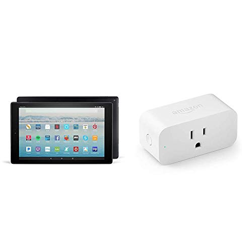 Fire HD 10 Tablet (10″ Full HD Display, Alexa Hands-Free, 32 GB, Black) with Amazon Smart Plug