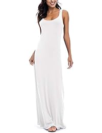 EXCHIC vestido maxi sexy sin mangas con estampado floral para mujer