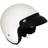 Motorcycle 3/4 Open Face Helmet Snap On Visor Street Cafe Racer DOT - White (X-Large)