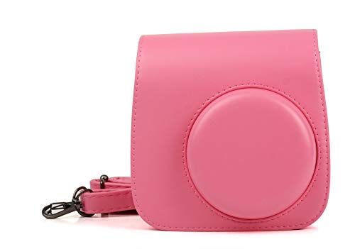 DKEnjoy Compatible Fuji Instax Mini 8/8+/9, PU Leather Camera Case Bag with Adjustable Strap for Fujifilm Instax Mini 8/8+/9 Instant Film Camera (Pink)