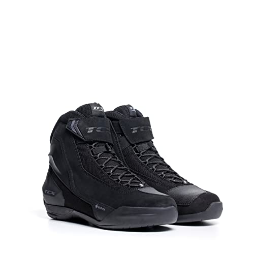 TCX - Jupiter 5 Gore-Tex, Scarpe da Moto Uomo, Protettiva, con Membrana Gore-Tex Performance Integrata nella Tomaia in Pelle Scamosciata, Chiusura con Lacci e Velcro, Nero