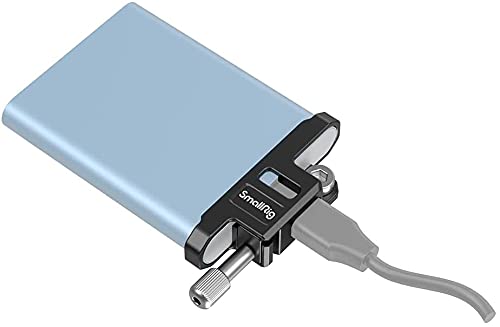 SMALLRIG Mount Bracket SSD Holder for Samsung T5 SSD with 1/4”-20 Threads, Cable Clamp Compatible with SMALLRIG Cage for BMPCC 6k Pro – 3300