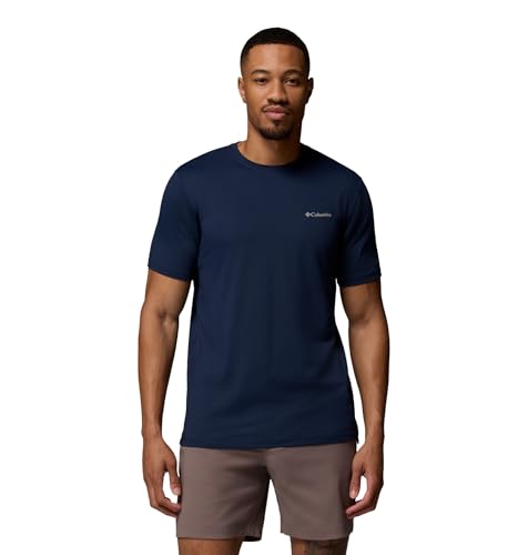 Columbia Men's Tech Trail Utility Short Sleeve Crew, Collegiate Navy, Medium