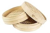 Picksur LifeStyle Handmade Bamboo Steamer 10 inch 2 tier | includes 2 reusable cotton liners | dumpling steamer | steamer basket | vegetable steamer