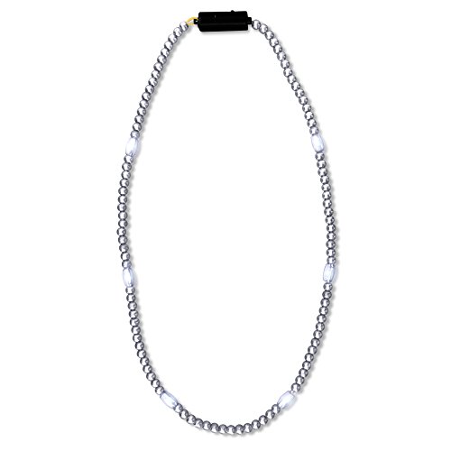 Silver Light Up LED Mardi Gras Bead Necklace