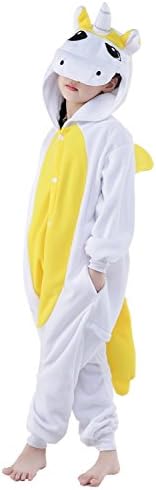 Cute Kigurumi Animal Kid Yellow Unicorn Onesie Pajamas for Teen Boy &amp; Girl Costume Cosplay Outfit 105#