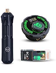 Ego Rotary Tattoo Machine Switch Pen Style Machine RCA Connect (Black+Power Supply)