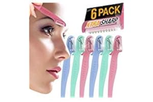Nylea 6 Pack Eyebrow Razor for Women & Men Face Precision [Japanese Blades] Shaper Trimmer with Cover Short Head & Gel Handle for Shaping, Disposable Men Facial Hair Remover & Shaving Tool Peach Fuzz