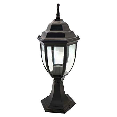 OSTWIN 1-Light Outdoor Garden Post Lantern L04 Lighting Fixture, Traditional Post Lamp Patio with One E26 Base, Water-Proof, Black Cast Aluminum Housing, Clear Glass Panels, ETL Listed - Thumbnail 7
