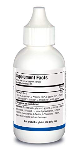 Biotics Research Amino Acid Quick Sorb Liquid Formula, Highly Absorbed, Glycine, L Alanine, L Arginine HCl, L Lysine HCl, L Proline, L Histidine HCl, L Serine, L Threonine, L Valine, 2 Fluid Ounces