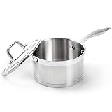 Duxtop Professional Stainless Steel Sauce Pan with Lid, Kitchen Cookware, Induction Pot with Impact-bonded Base Technology, 2.5 Quart