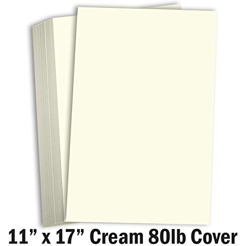 Hamilco Cream Cardstock 11x17 Paper Heavy Weight 80 lb Cover Card Stock - 50 Pack