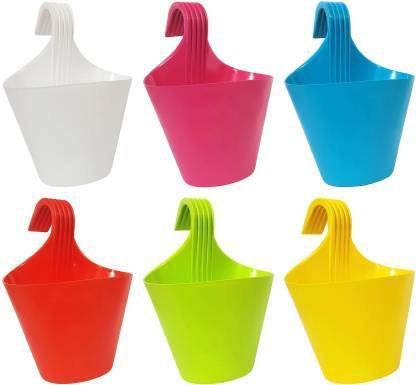 A2Z Garden Hanging Hook Pot Pack of 6 Plant Container Set