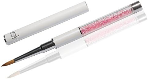 White Acrylic Brush Round Size 4 Pink Handle Pink Diamond Design