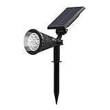 T-SUN Solar Spotlight LED Outdoor Wall Light, IP65 Waterproof, Auto-on At Night/Auto-off By Day, 180°angle Adjustable for Tree, Patios, Yard, Garden, Driveway, Stairs, Pool Area (White)