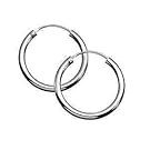 Sterling Silver 925 Hoop Sleeper Earrings -Size 8,10,12,14,16,18,20 MM (12 MM)