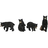 The Bridge Collection Mini Black Bear Figurines, Set of 4 Tabletop Figures of Black Bears in Various Poses