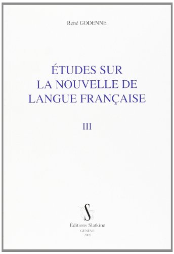 Études sur la nouvelle de langue française