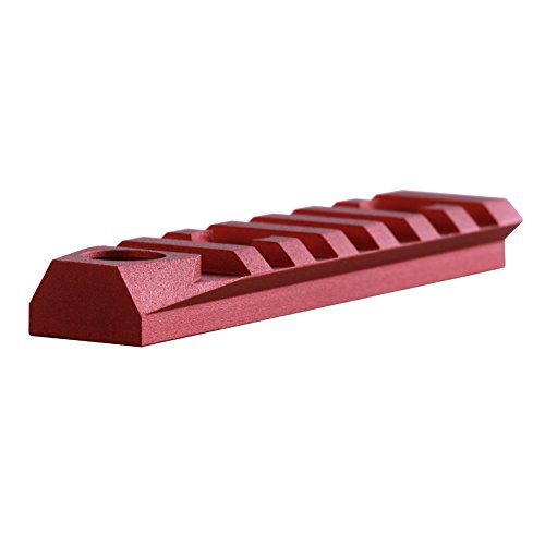 TuFok Mlok Rail Section Aluminum - M-lok Picatinny Rail Adapter, Rifle Rail Attachment with 3/8" QD Sling Mount Swivel Socket(for Two Point Sling)(7-Slot,Red)