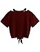 SweatyRocks Women's Loose Short Sleeve Summer Crop T-shirt Tops Blouse Burgundy#2 Small
