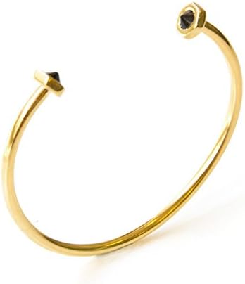 Bolts Bracelet in gold inlaid with black stones, Arm bracelet, Arm cuff, Stackable bracelet, Stacking jewelry