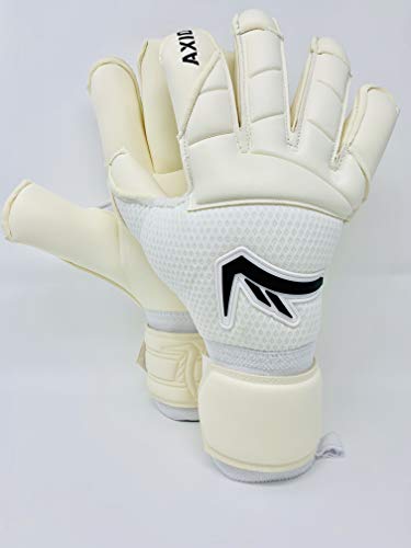 KRONIS Goalkeeper Glove AXIOS White/Black |Size 7-10| Professional Level Goalkeeper Gloves| Adult & Youth| Hybrid Cut| Designed for top Performance, Durability, Safety, and Comfort|