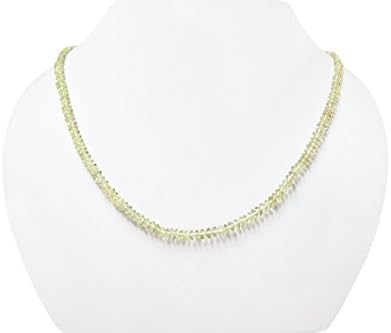 Lemon Quartz Saucer Beads Necklace Strand with Sterling Silver Findings 16" Handmade Jewellery