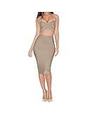 Whoinshop Women's Sleeveless Skirt Set 2 Piece Cocktail Bandage Dress