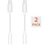 Headphone Adapter [2 Pack] to 3.5mm earbuds Jack Adapter Earphone for Apple iPhone 7 and 7 Plus Lightning Connection Converter - White