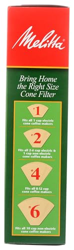 MELITTA #4 CONE COFFEE FILTERS, UNBLEACHED NATURAL BROWN, 100 TOTAL FILTERS COUNT