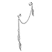 Cuff Earrings with Chain, Stainless Steel Ear Cuffs 3 Feather Chain Dangle, Cartilage Earrings