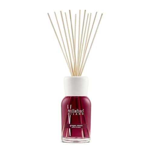 Millefiori Milano Grape Cassis Jasmine Ylang Natural Reed Diffuser, Red, 9.9 x 36.2 x 9.3 cm