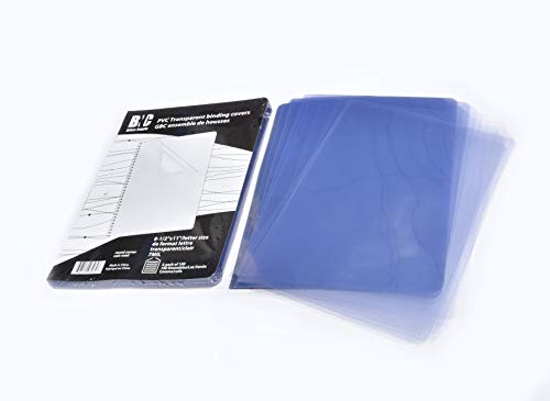 BNC 7 Mil 8-1/2 x 11 Inches, Letter Size PVC Binding Covers with Round Corner - Pack of 100, Clear