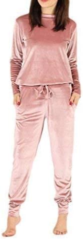 FASHIONCHIC Women Ladies Plain Velvet Velour Two Piece Loungwear Top & Bottom Tracksuit Set 8-16