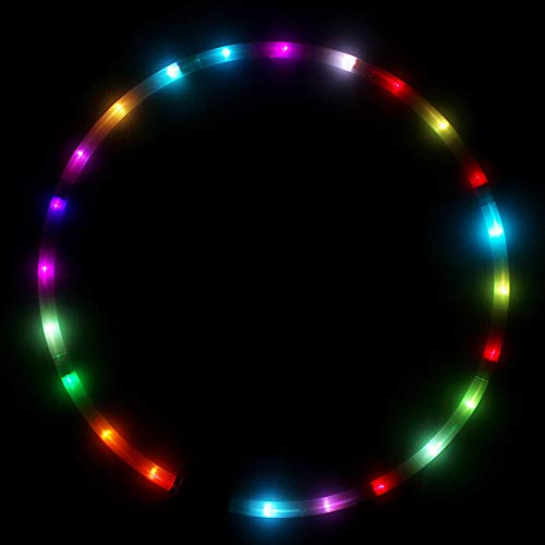 LED Hula Hoop Dance & Fitness Glow Weighted Light Up Hoola Hoops for Adults and Kids, 24 Color Strobing Changing LED Light, 8 Section Detachable Design, Portable Hula Hoops 36" (batteries not include) - Thumbnail 7