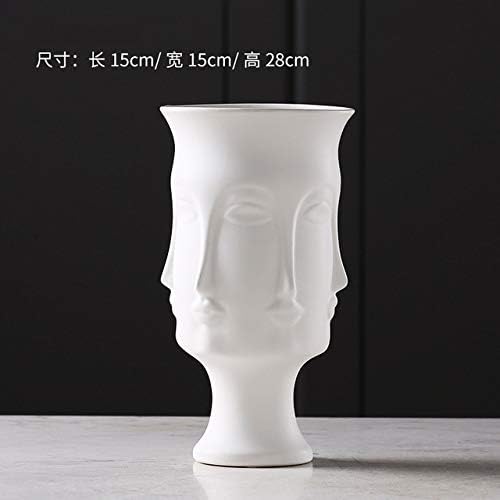 TOMHY Human Face Modern White Vase Nordic Minimalist Flowerpot Planter for Plant Ceramic Decorative Vase Bonsai Pot Flower Ornament : Big