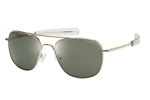 Eagle Eyes FREEDOM Aviator Sunglasses - Non-Polarized Square Gold Rims with Military Green Lenses, 52mm
