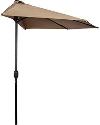 Amazon Com Trademark Innovations Patumb Tan Patio Half Umbrella 9 Diameter Garden Outdoor